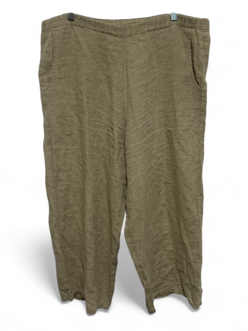 Flax Relaxed 100% Linen Cropped Pants in Tan